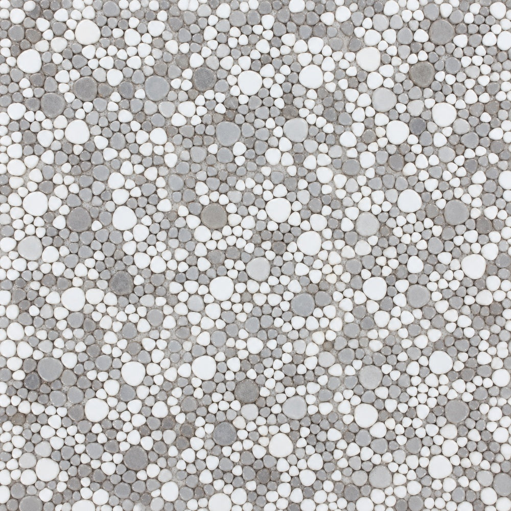 Nevis Cool Gray Pebble Mosaic close-up
