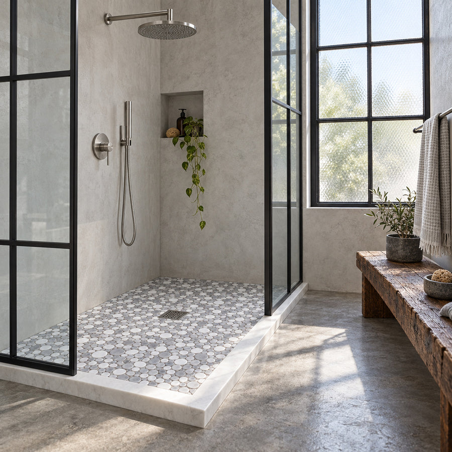 Nevis Cool Gray Pebble Mosaic