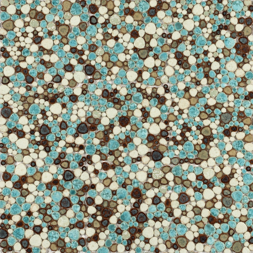Nevis Dusty Jade Green Pebble Mosaic close-up