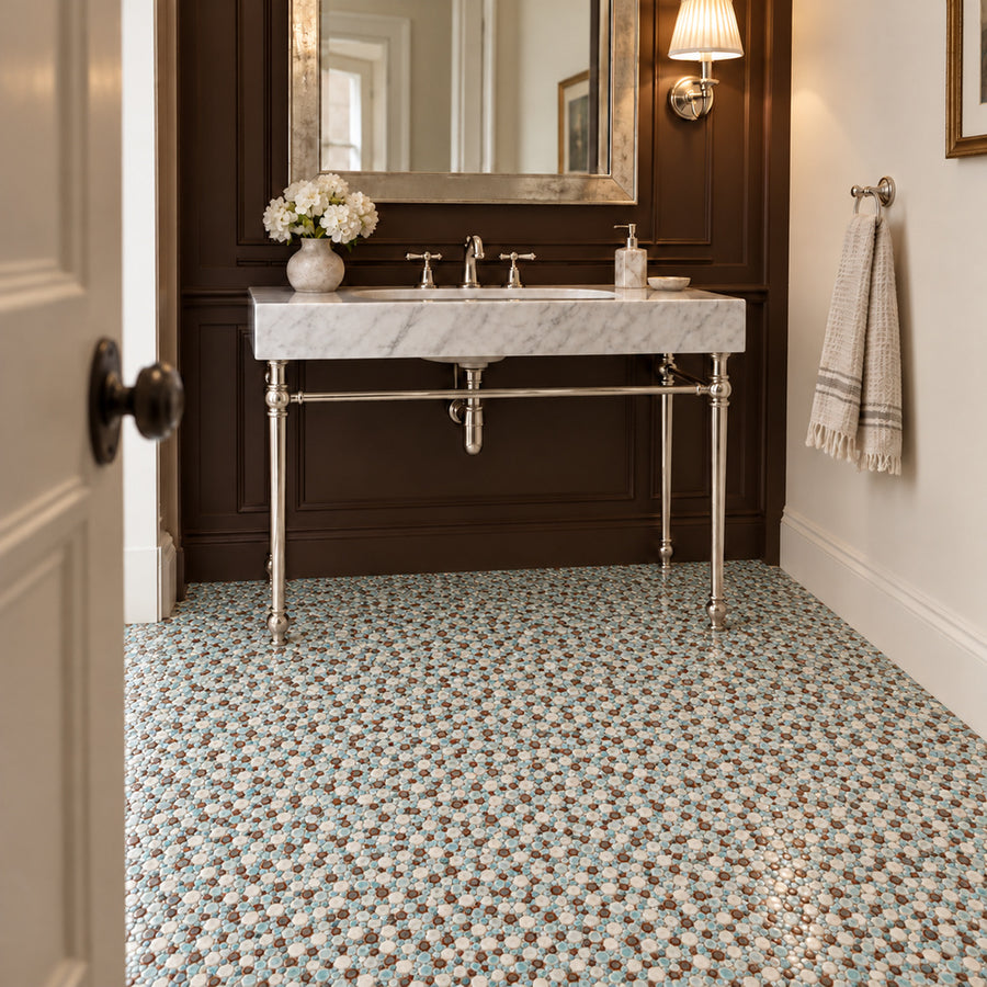 Nevis Dusty Jade Green Pebble Mosaic