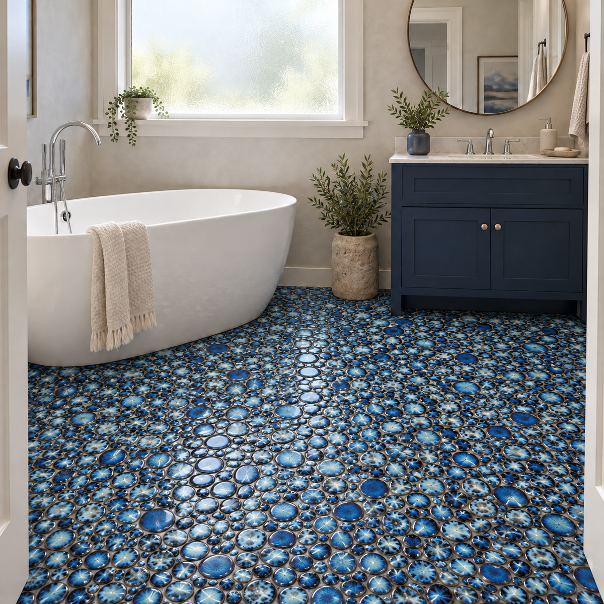 Nevis Lake Pebble Mosaic full room installation view 2