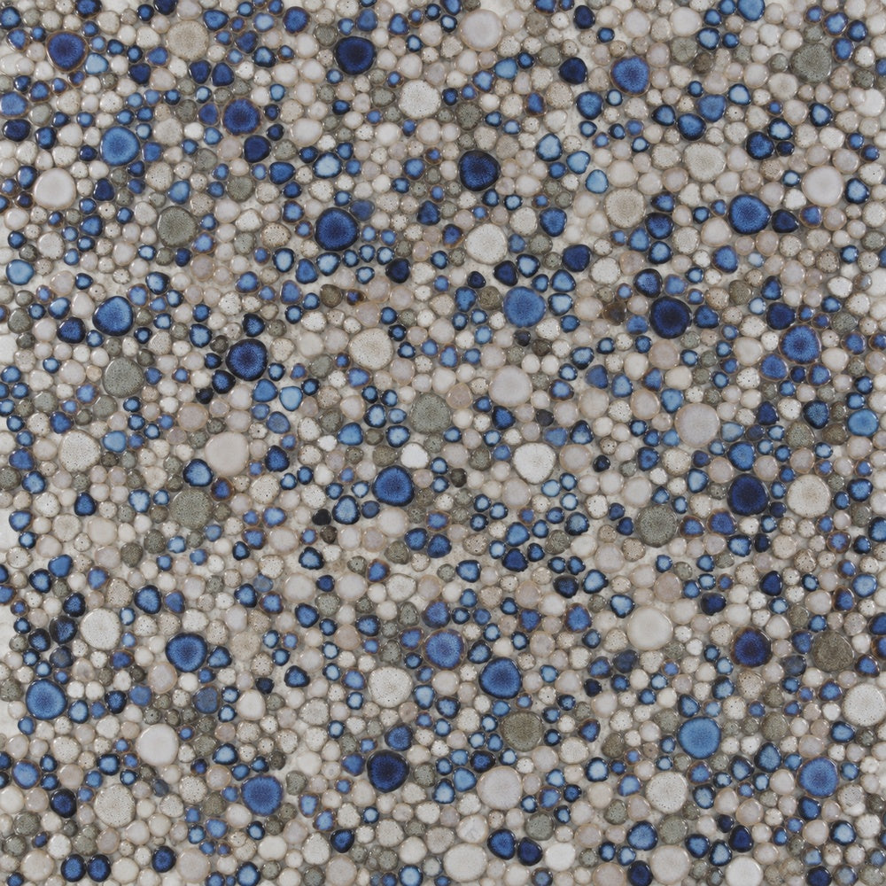 Nevis Pearl Blue Pebble Mosaic close-up