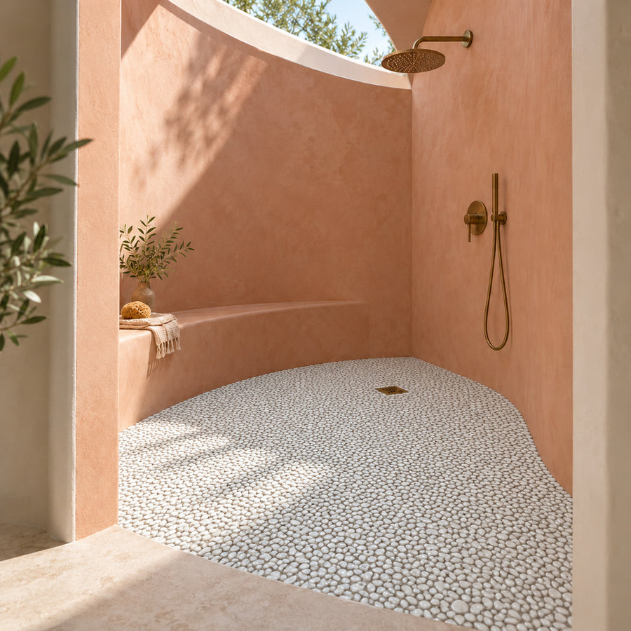 Nevis Whisper White Pebble Mosaic