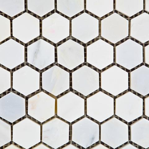 Calacatta Prestige (Asian Statuary) Hexagon 1" Polished/Honed Mosaic Tile