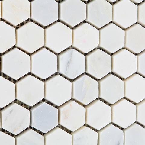 Calacatta Prestige (Asian Statuary) Hexagon 1" Polished/Honed Mosaic Tile