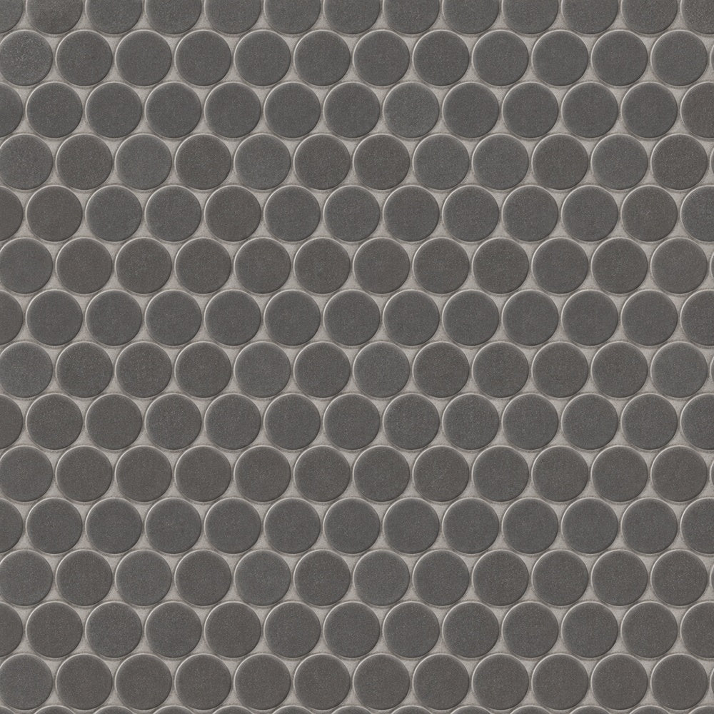 Ono Dark Grey 11.5x12.25 Matte Porcelain Mosaic Tile — installed close-up