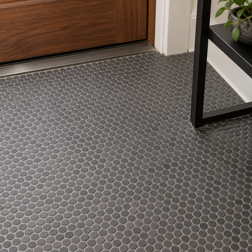 Ono Dark Grey 11.5x12.25 Matte Porcelain Mosaic Tile - installation view