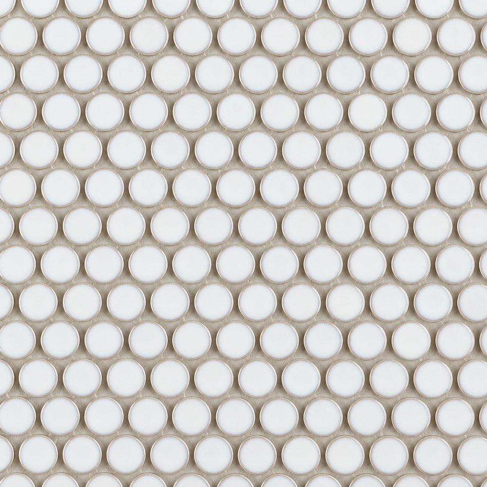 Ono Fancy White 11.5x11.5 Porcelain Mosaic Tile — installed close-up