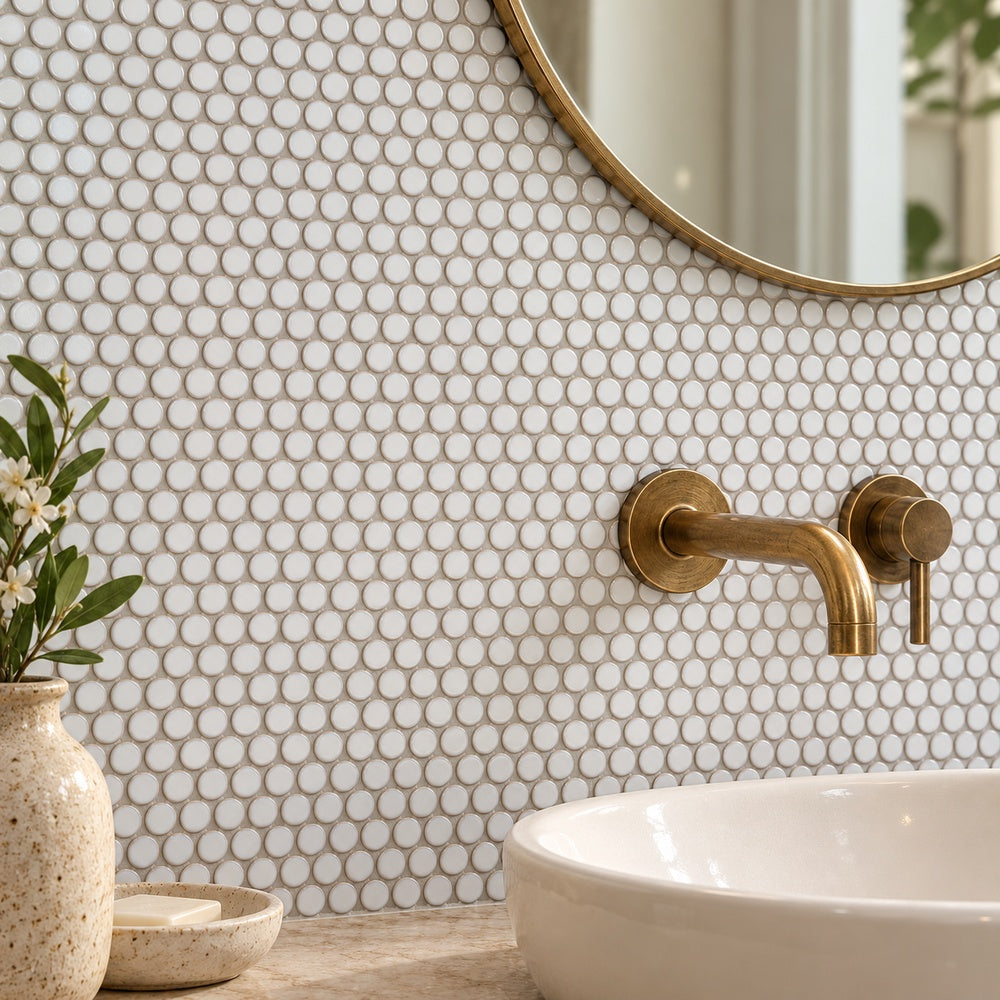 Ono Fancy White 11.5x11.5 Porcelain Mosaic Tile — generated installation scene