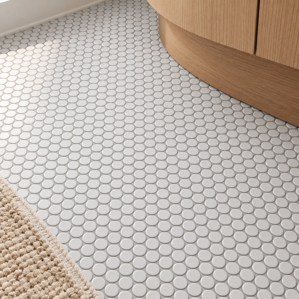 Ono Light Grey 11.5x12.25 Matte Porcelain Mosaic Tile - installation view