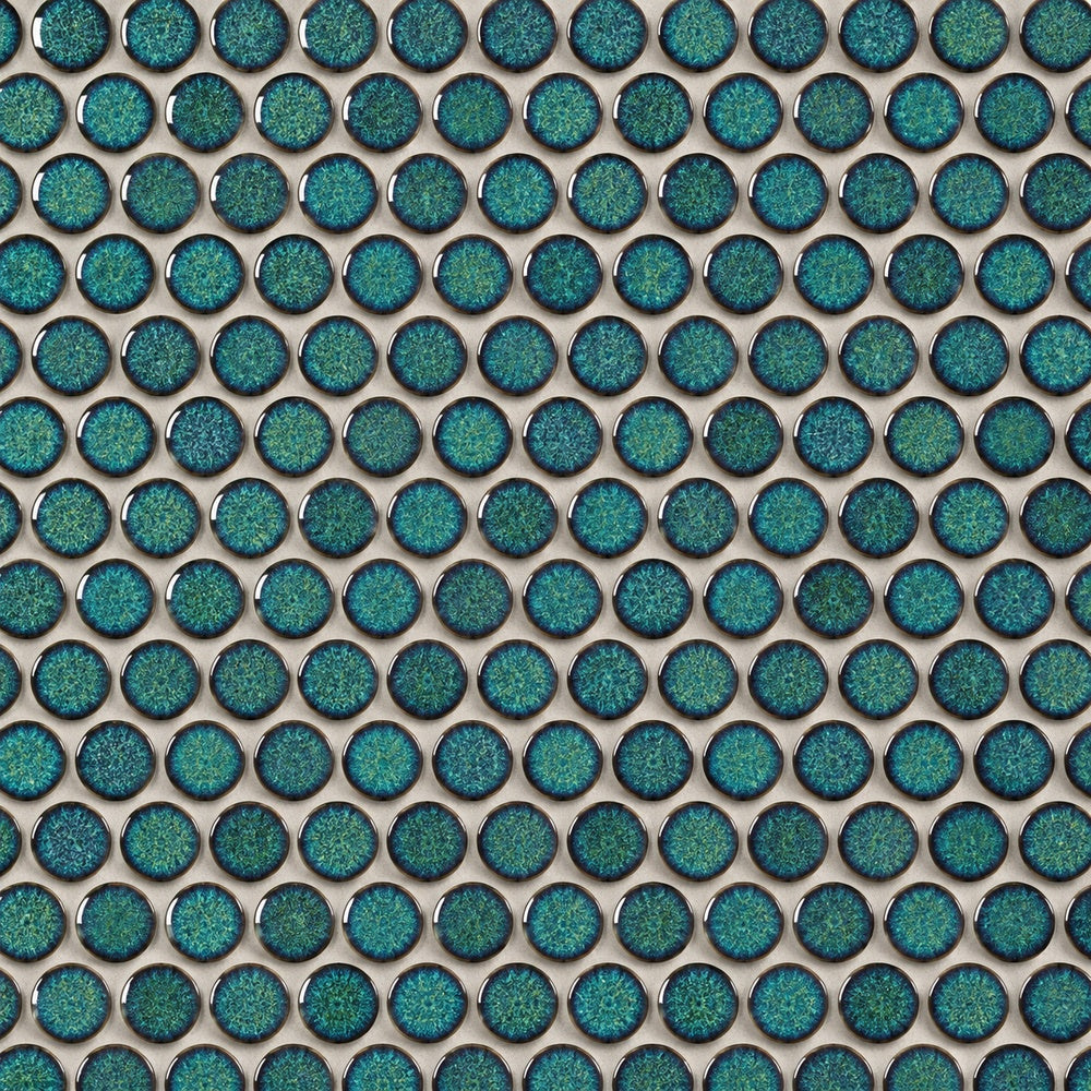 Ono Turquoise 11.5x11.5 Porcelain Mosaic Tile — installed close-up