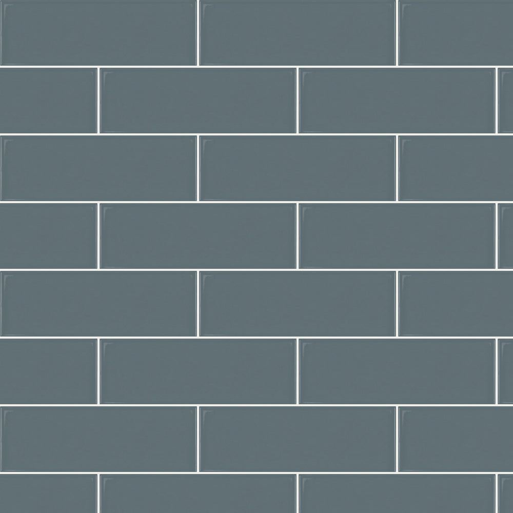 Timeless Petrol 4x12 Bright Ceramic Tile close-up