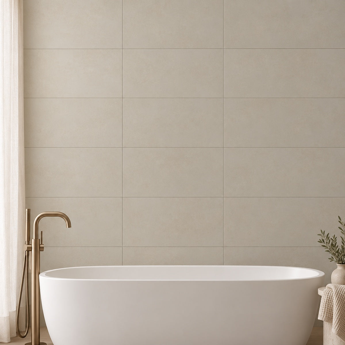 Momento Nude 12x24 Porcelain Tile installed room scene