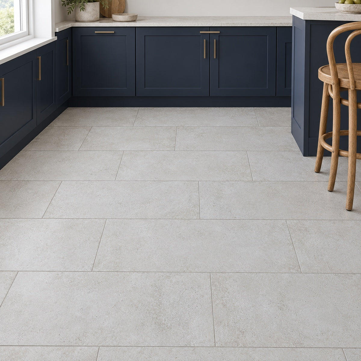 Manhattan Blanco 12x24 Porcelain Tile installed room scene