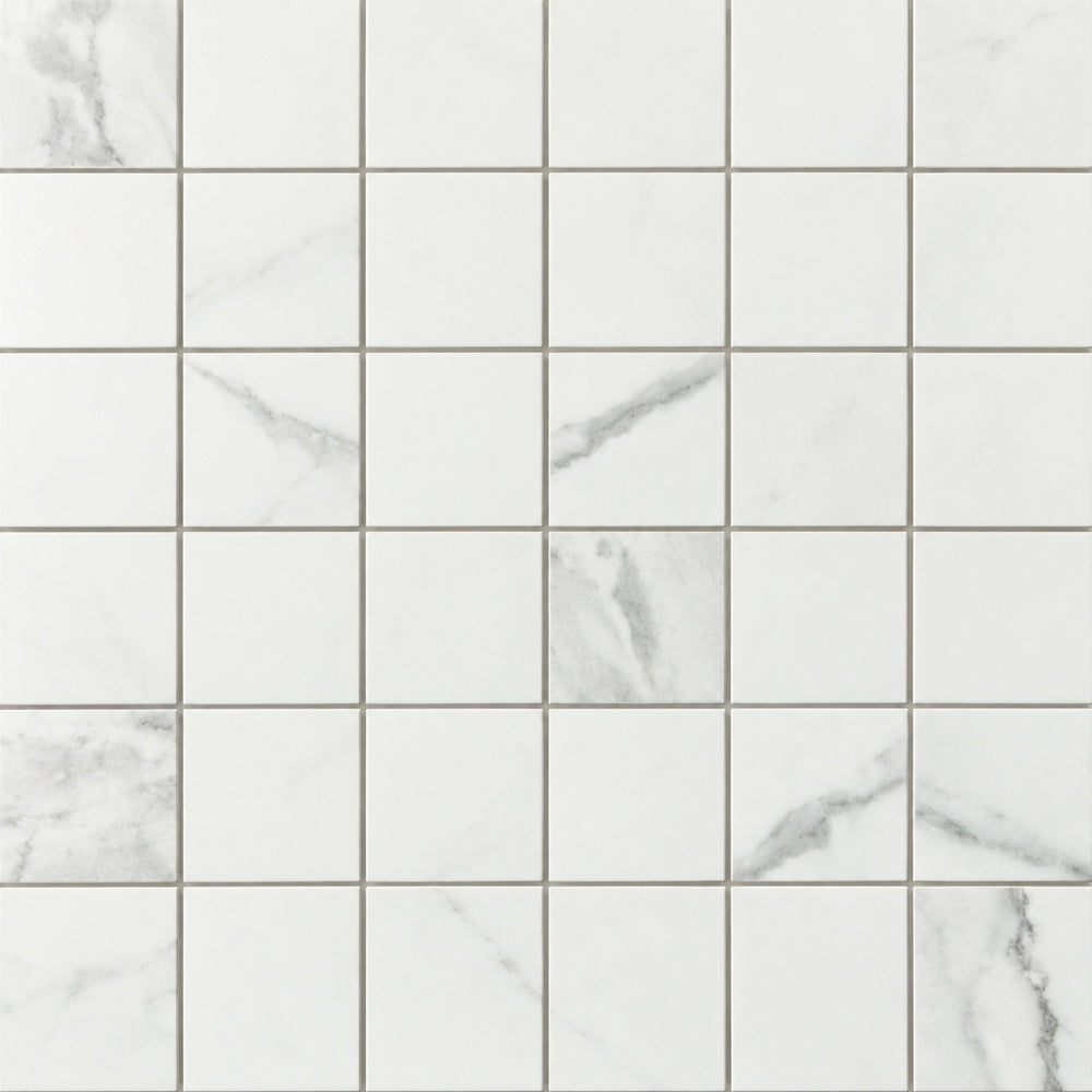 Classici Statuario Soft Mosaic 12x12 Matte Porcelain Tile installed close-up