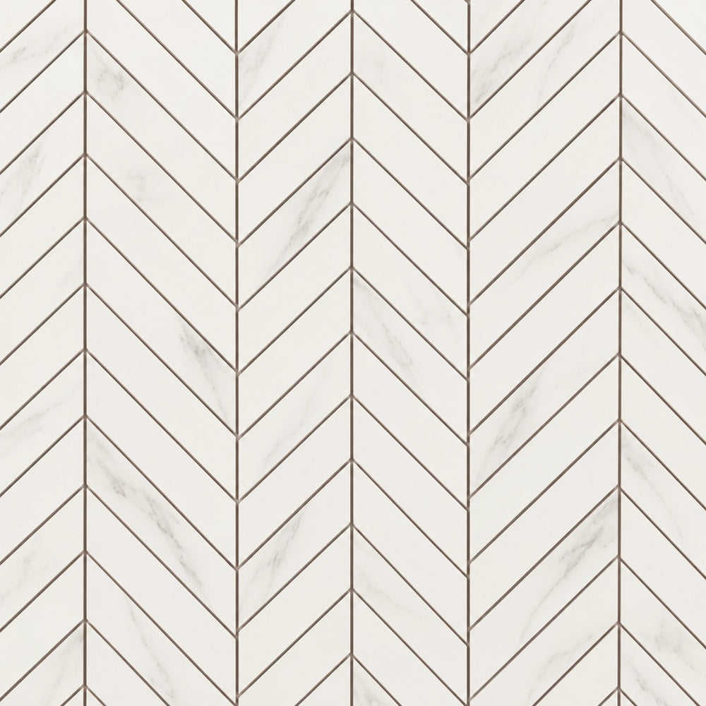 Tivano Lucido Chevron 10x12 Porcelain Tile installed close-up