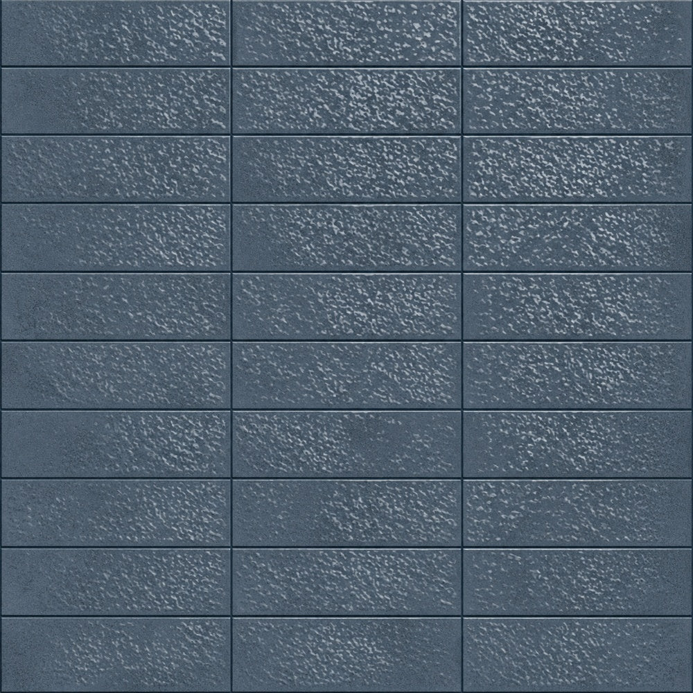 Verde Terra Cobalt 2.5x9 Bright Porcelain Tile installed close-up