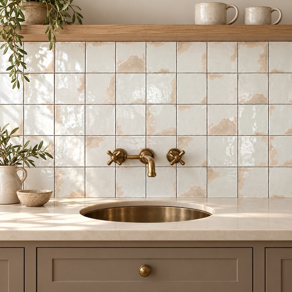 Portavina Sal 4.5x4.5 Porcelain Tile installed room scene