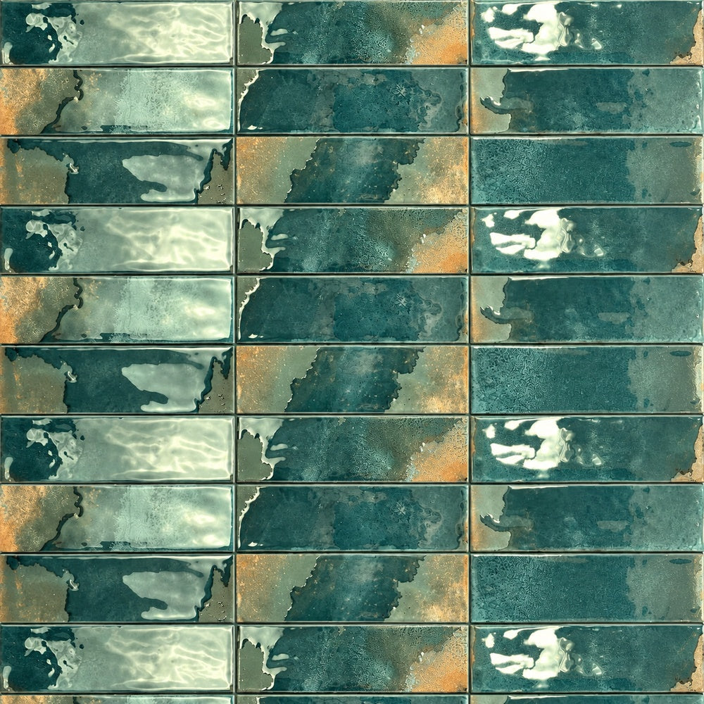 Portavina Esmeralda 2.5x8.8 Porcelain Tile installed close-up