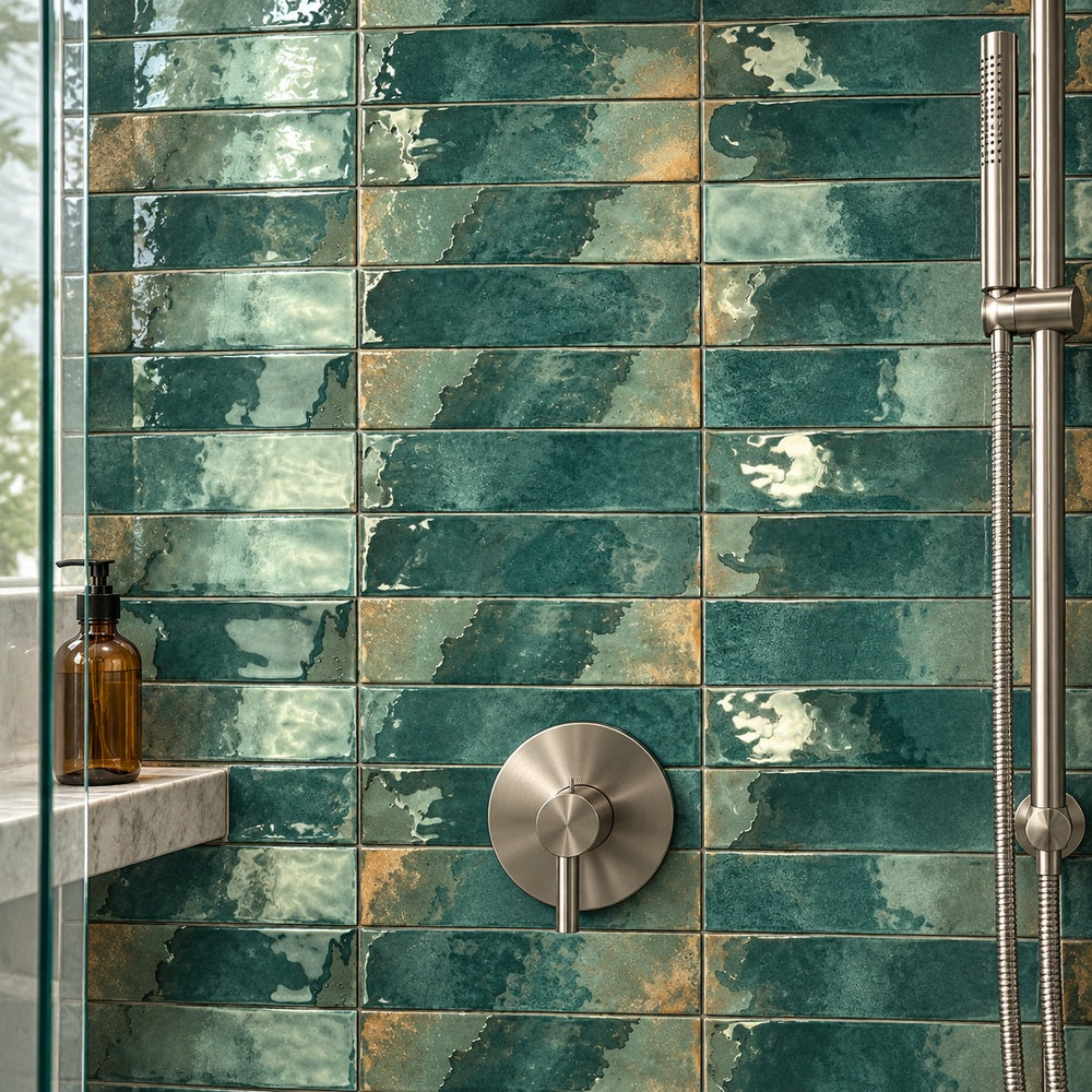 Portavina Esmeralda 2.5x8.8 Porcelain Tile installed room scene