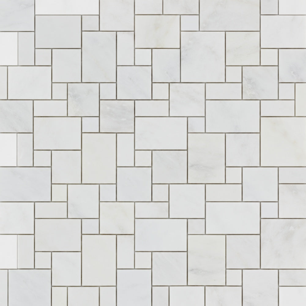 Calacatta Prestige Mini Versailles installed marble close-up