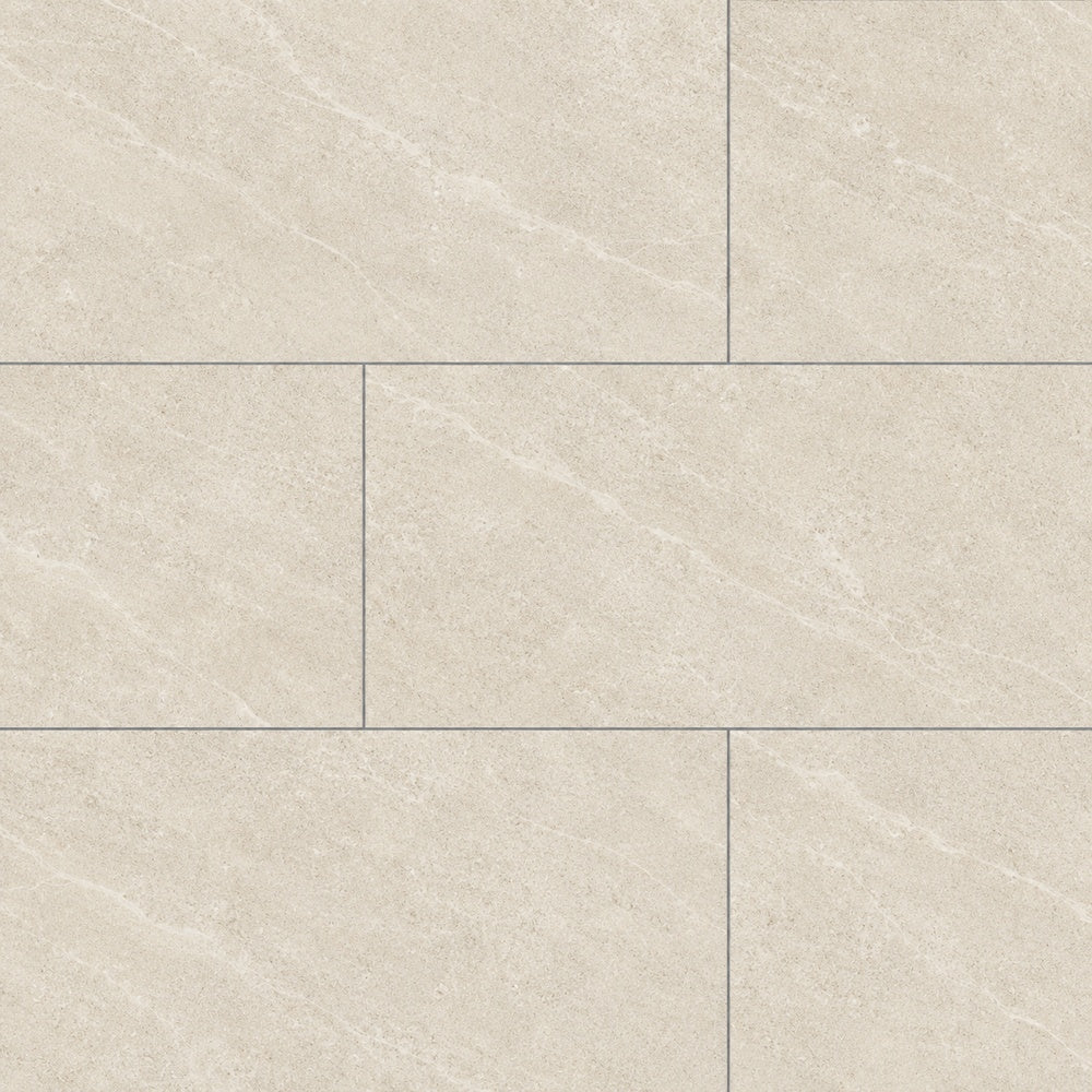 Rivora Beige 12x24 Porcelain Tile Matte large-format installed close-up