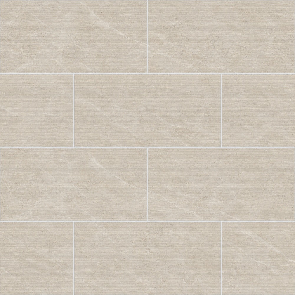 Rivora Rigato Beige 24x48 Porcelain Tile Matte installed tile close-up