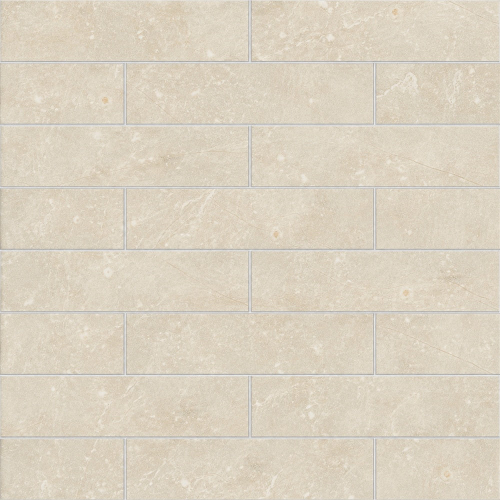 Seda Avorio 3x12 Ceramic Tile Glossy/Matte installed tile close-up