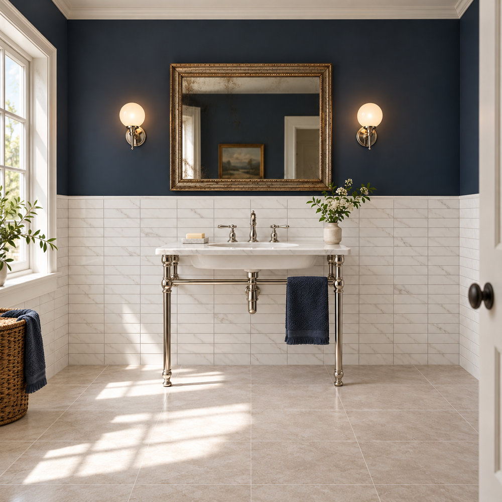 Seda bianco 2x8 bathroom wall tile