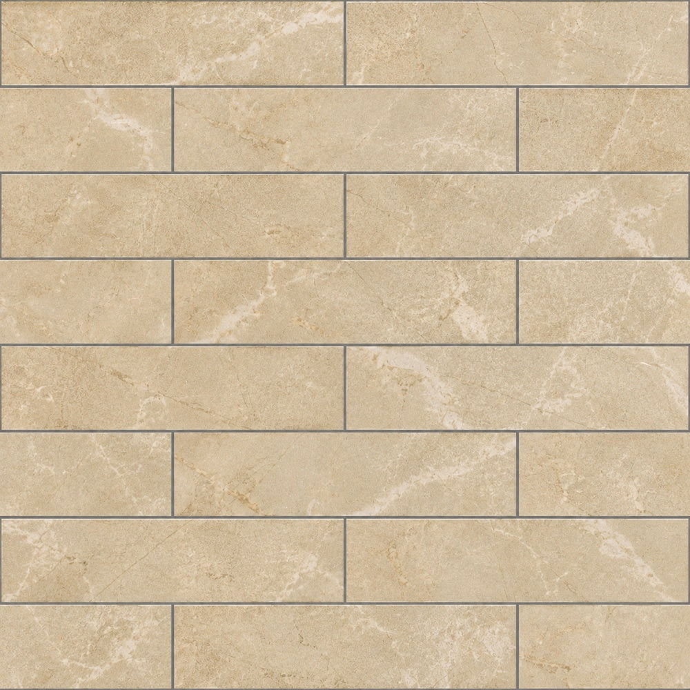 Seda Crema 2x8 Matte Ceramic Tile installed tile close-up