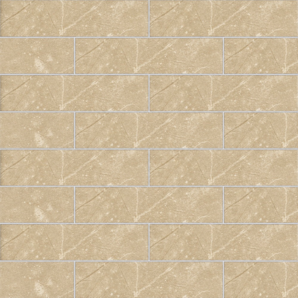 Seda Crema 3x12 Ceramic Tile Glossy/Matte installed tile close-up