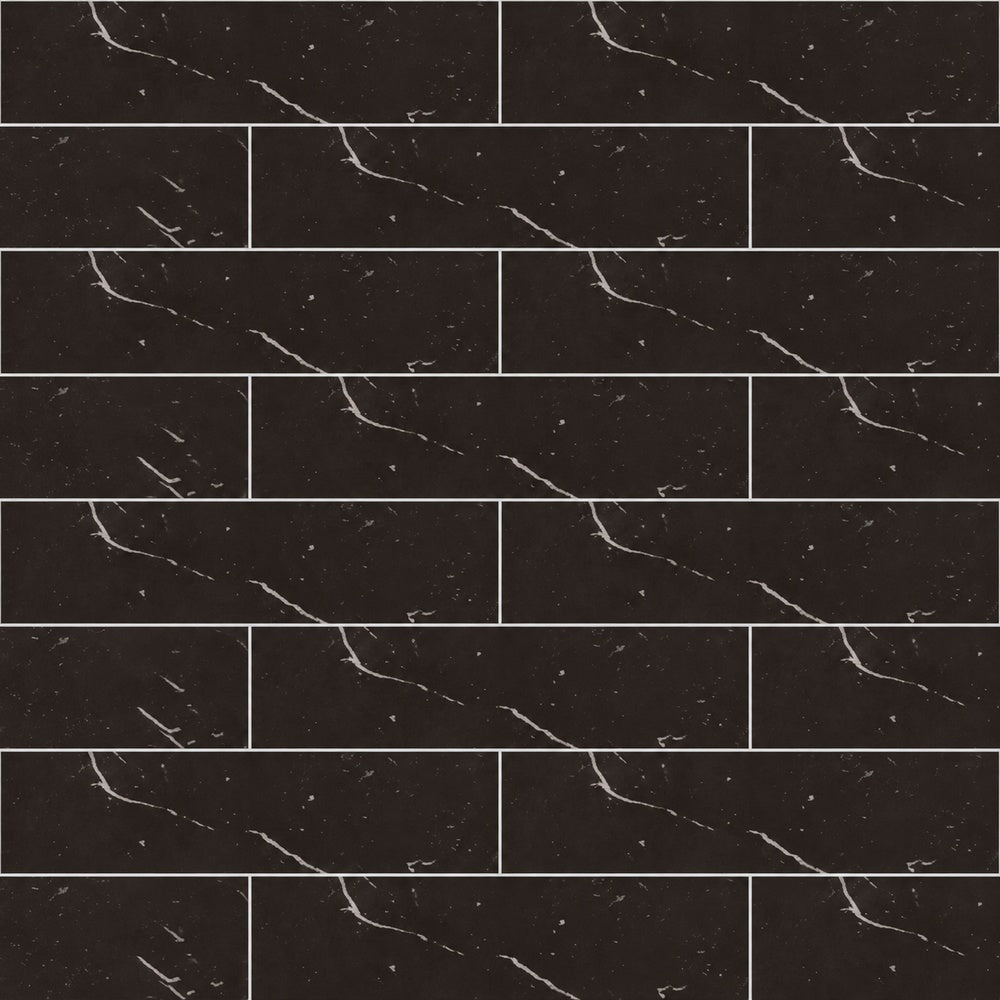 Seda Noite 3x12 Ceramic Tile Glossy/Matte installed tile close-up