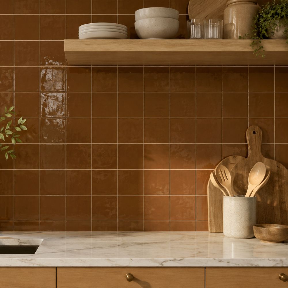 Solenne Caramel 6x6 Porcelain Tile Glossy