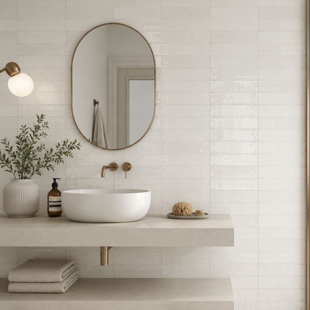 Solenne Ivory 2x9 Glossy Porcelain Tile