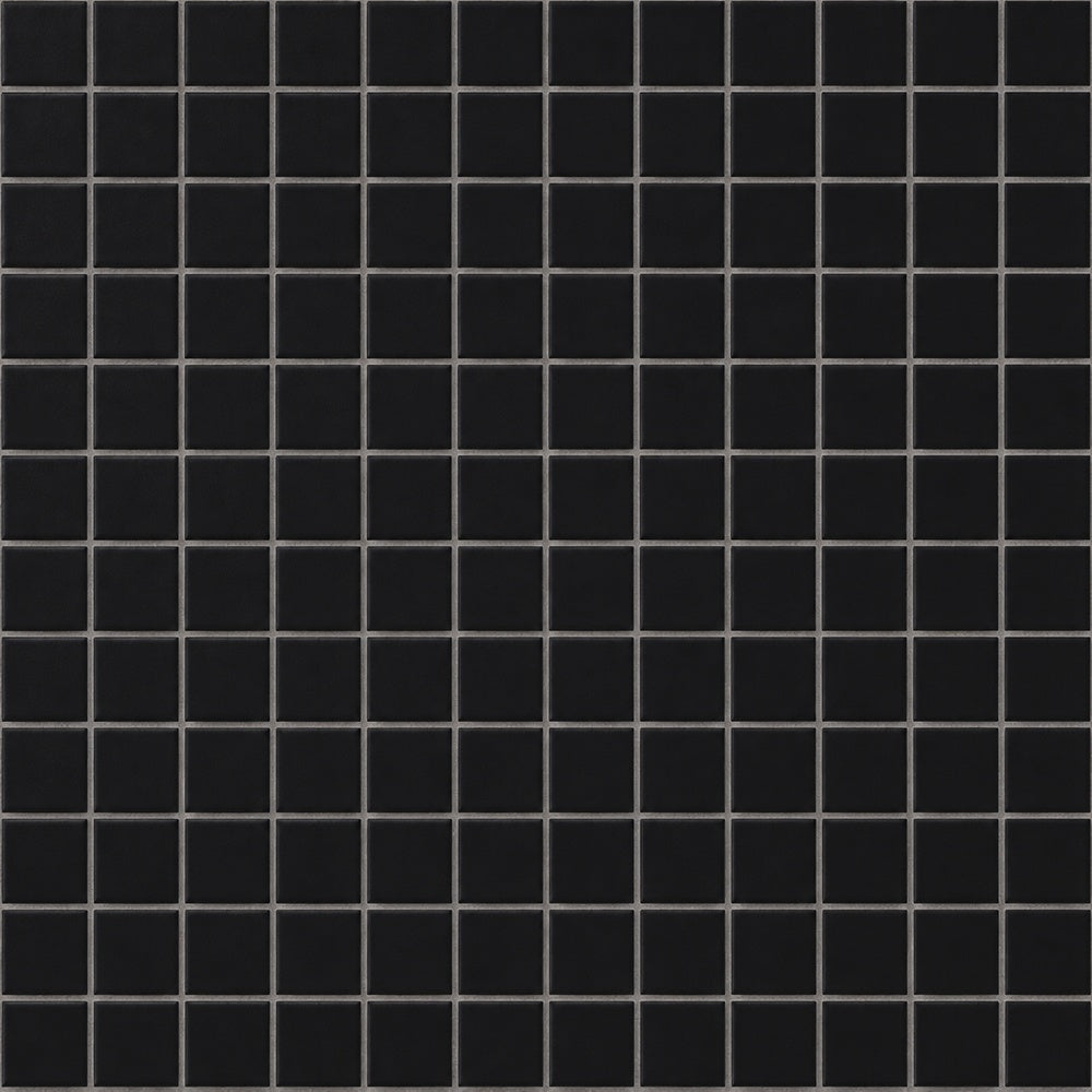 Simple Black 1x1 Square Ceramic Mosaic Matte close-up