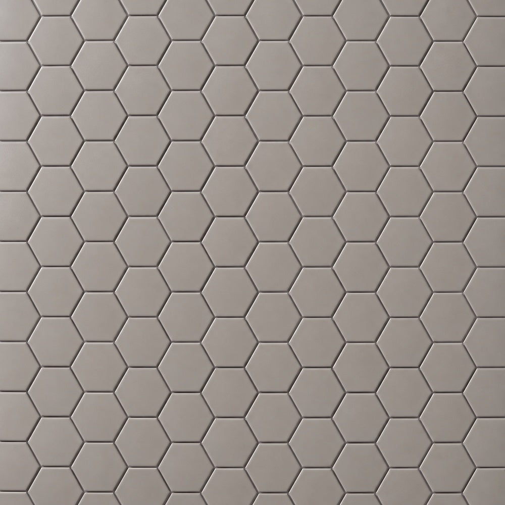 Simple Gray 2" Hexagon Ceramic Mosaic Matte close-up