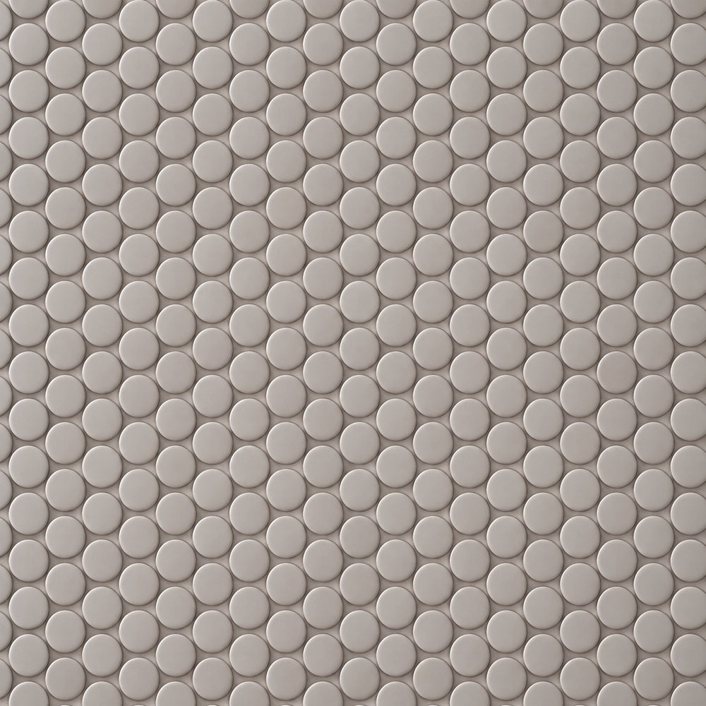 Simple Gray Penny Round Ceramic Mosaic close-up