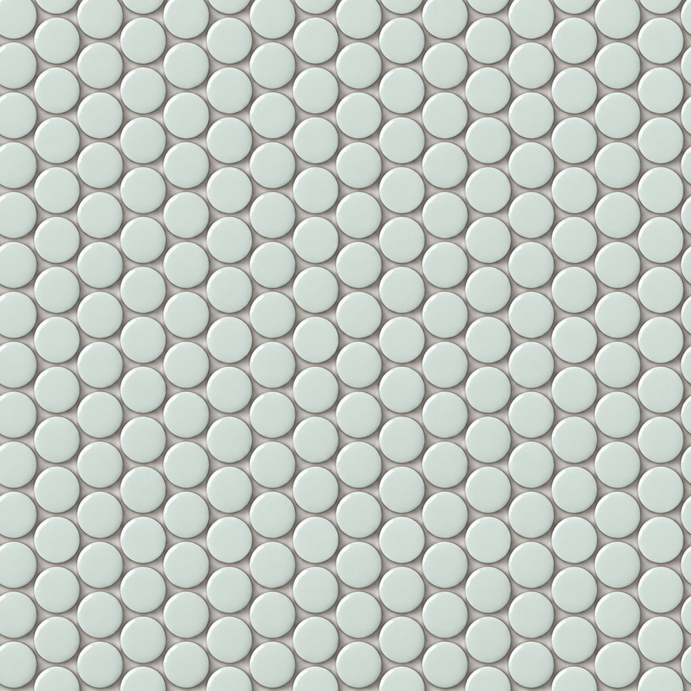 Simple Mint Green Penny Round Ceramic Mosaic Glossy close-up