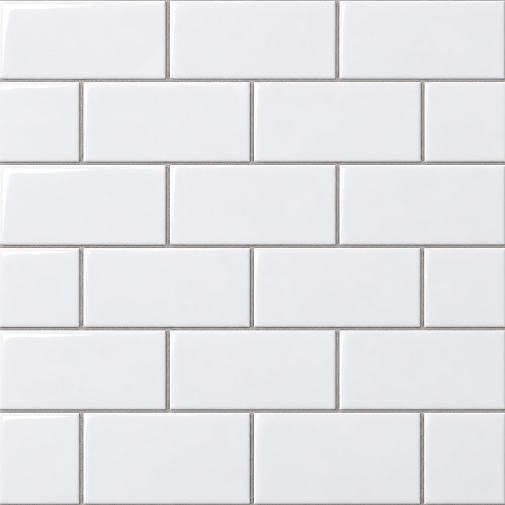 Simple Snow White 2x4 Subway Ceramic Mosaic Glossy close-up