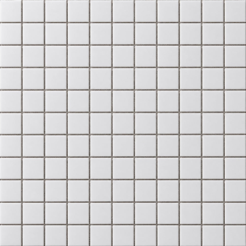 Simple White 1x1 Square Ceramic Mosaic Matte close-up