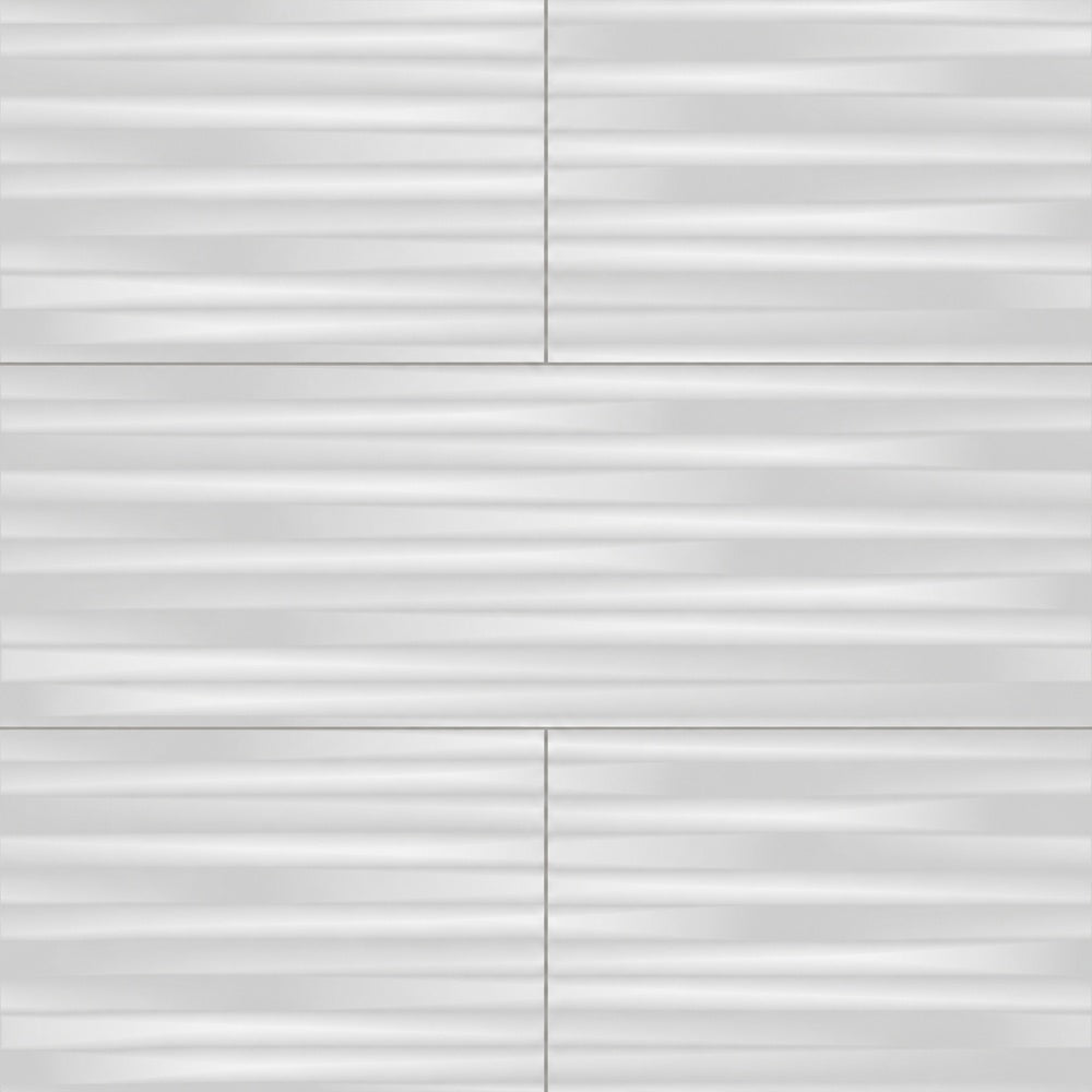 Skyline White 16x48 R Ceramic Tile large-format installed close-up