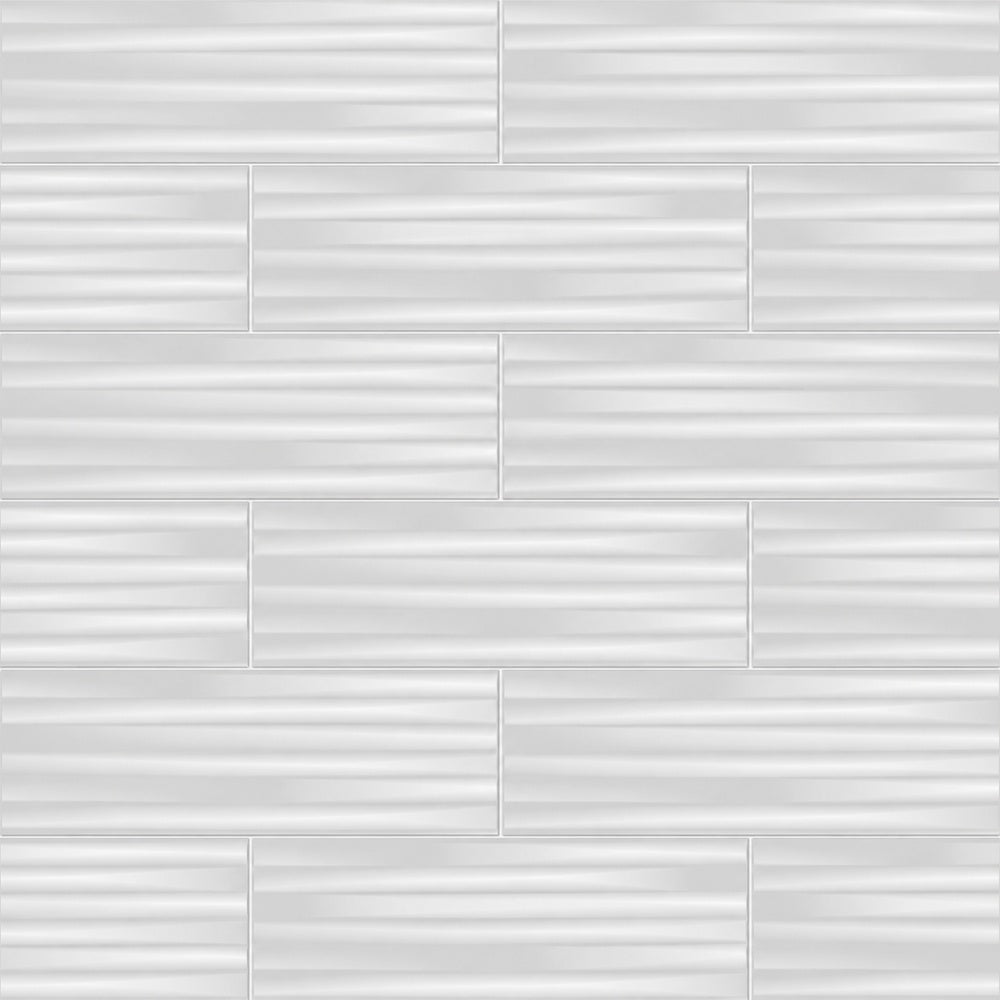 Skyline White 16x48 R Ceramic Tile installed tile close-up