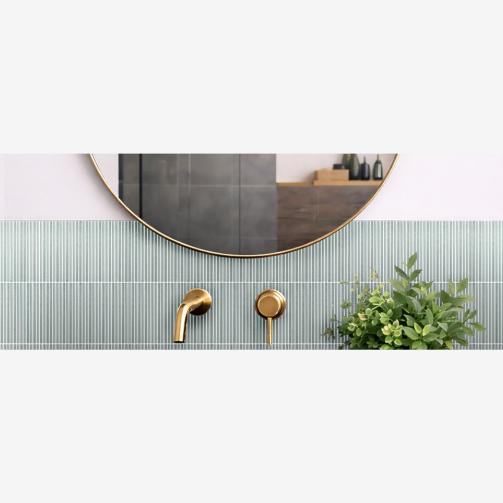 Lumina Smoke 12x12 Fluted Glass Mosaic Tile