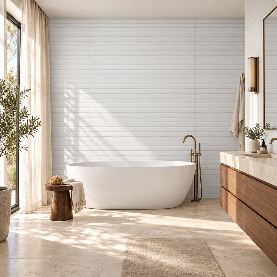 Solace White 16x48 R Ceramic Tile