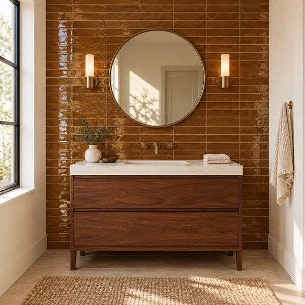 Solenne Caramel 2x9 Porcelain Tile Glossy