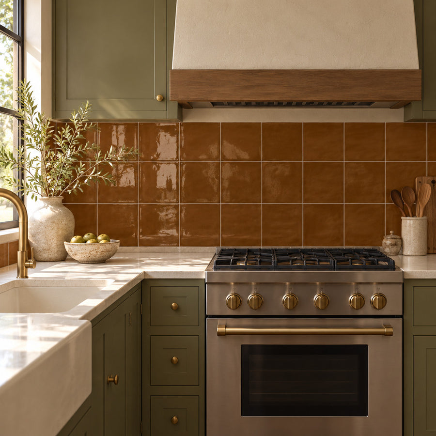 Solenne Caramel 6x6 Porcelain Tile Glossy