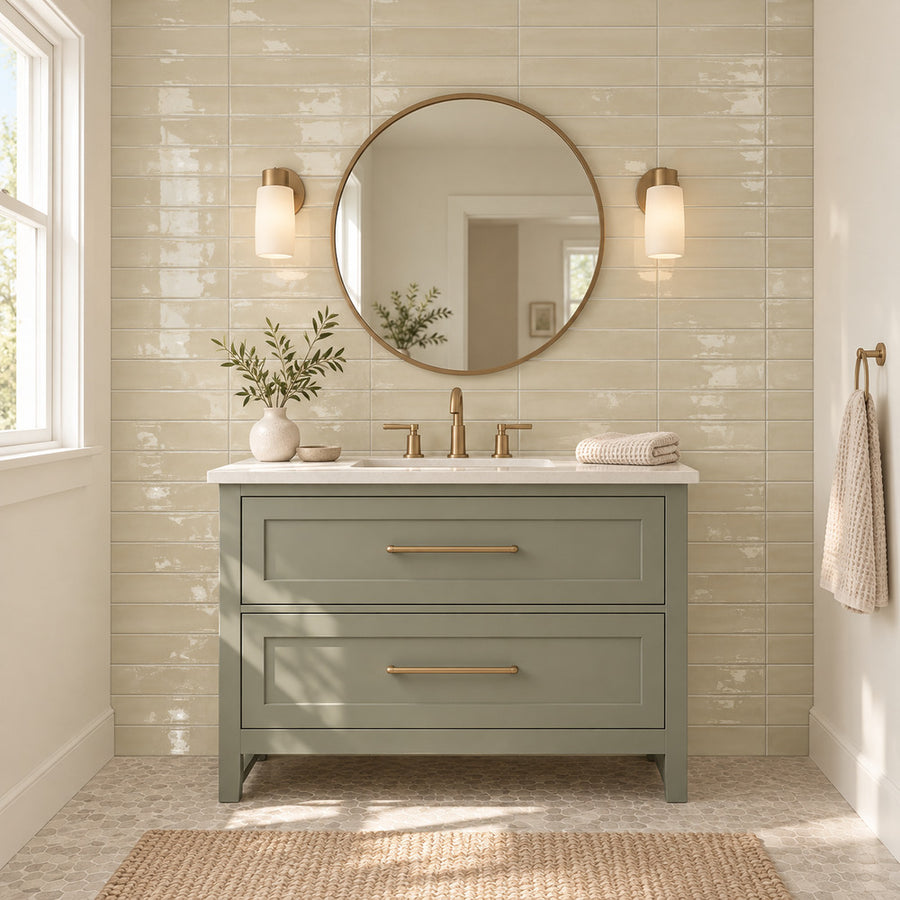 Solenne Cream 2x9 Porcelain Tile Glossy