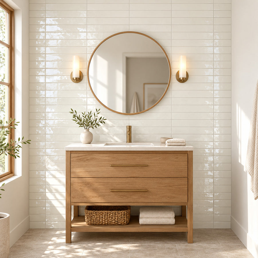 Solenne Ivory 2x9 Porcelain Tile Glossy