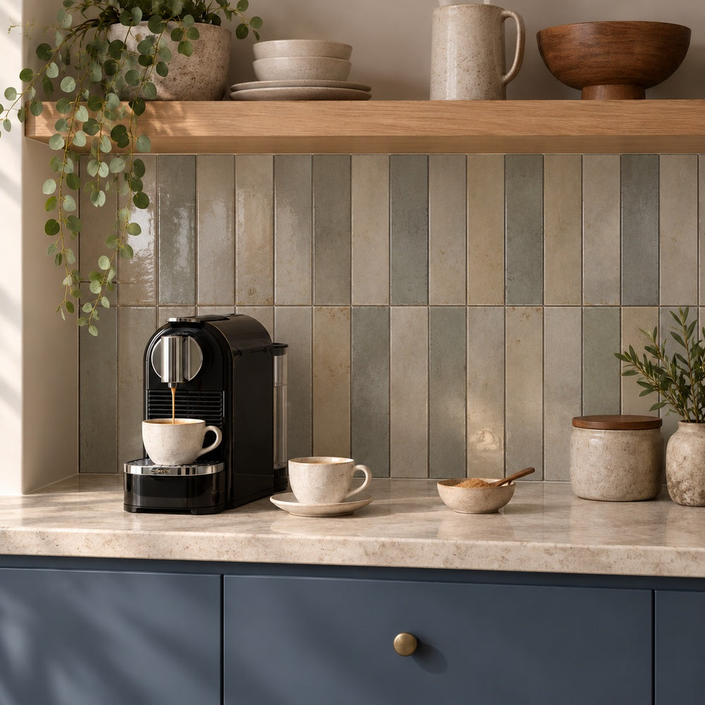 Souk Musgo 2.8x11 Bright Porcelain Tile — installed room scene