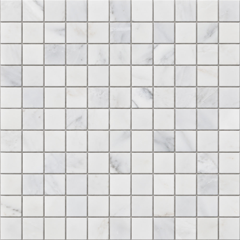 Calacatta Prestige (Asian Statuary) 1x1 Polished/Honed Tile installed close-up